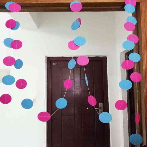 Гирлянда кружки на нитке на праздник 4 м на 6 см разноцветный Киев