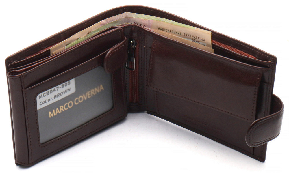 Коричневе шкіряне чоловіче портмоне з відділеннями для документів Marco Coverna MCBK010-805 Київ - фото 10