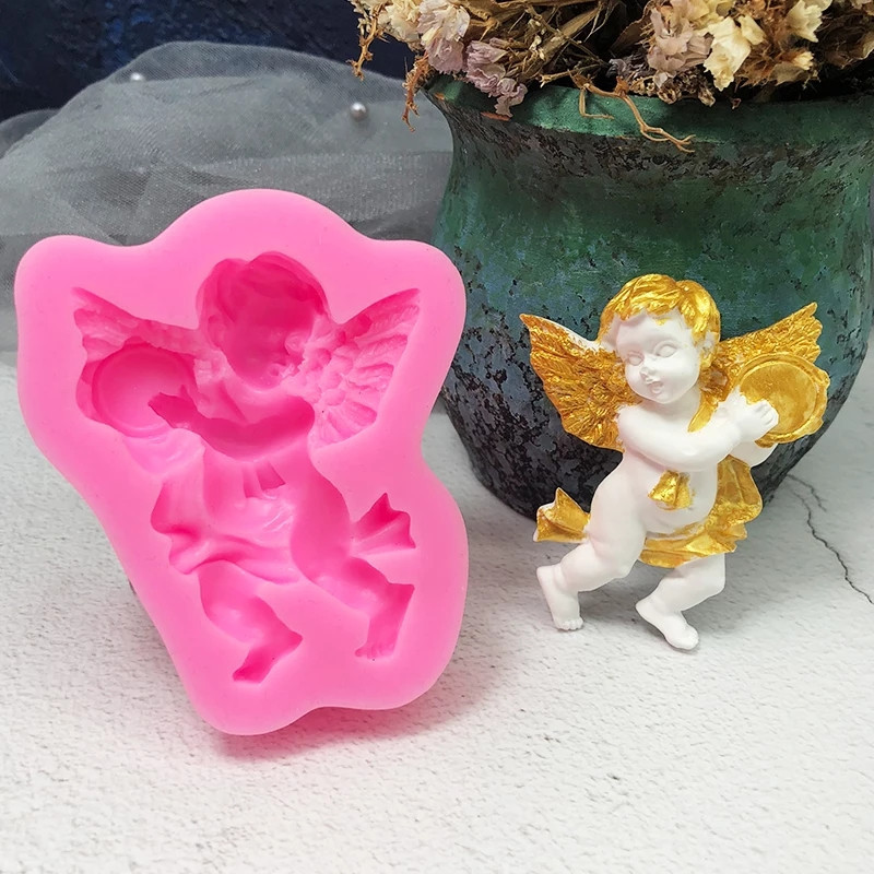 Молд силіконовий Ангел 87 на 72 мм рожевий Київ - фото 5