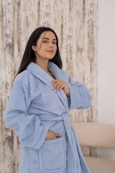 Жіночий халат Теді з махри велсофт Блакитний, L/XL Харків - фото 4