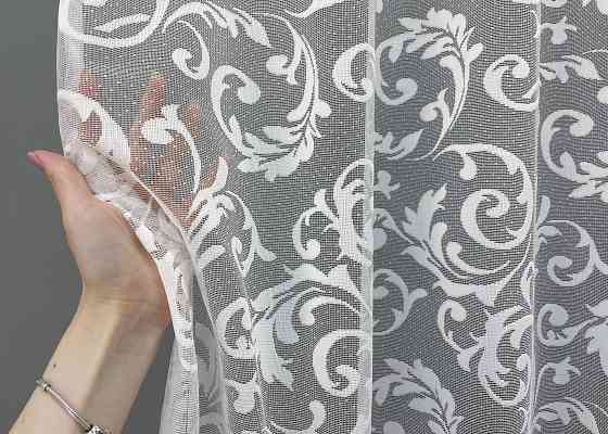 Тюль жаккард, цвет белый 1448т Киев