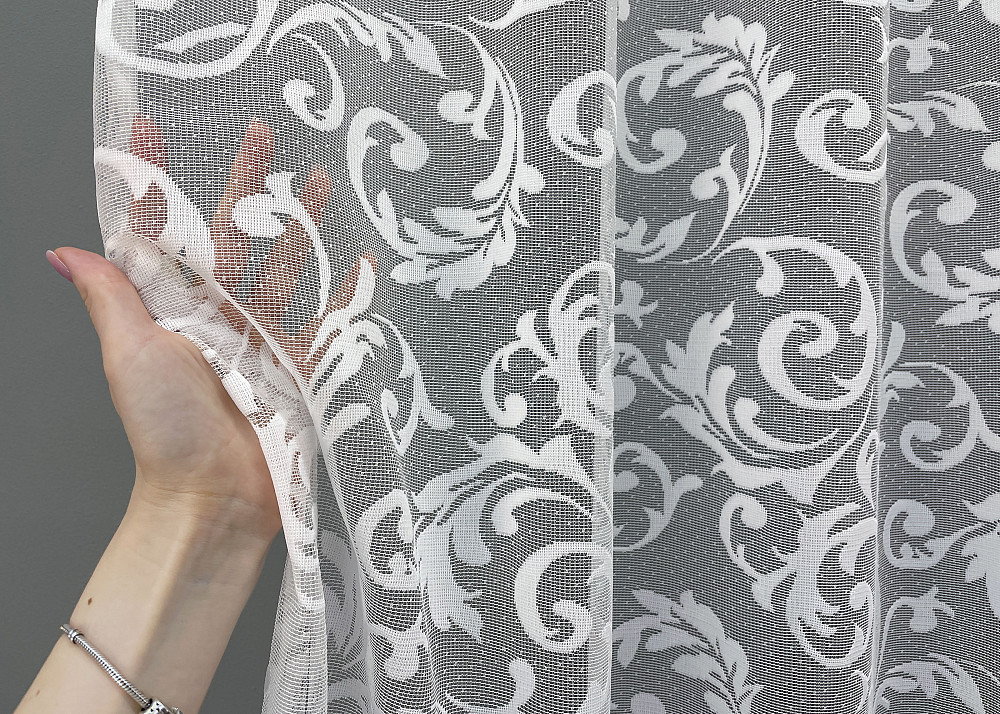 Тюль жаккард, цвет белый 1448т Киев - изображение 4