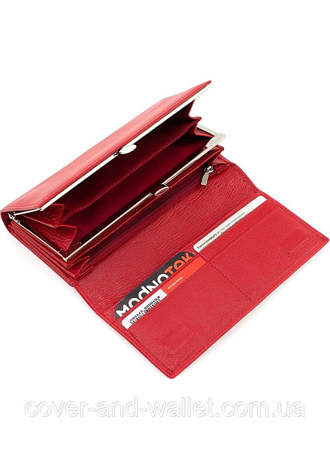 Жіночий бордовий шкіряний гаманець на багато карток Marco Coverna Червоний Київ - фото 7