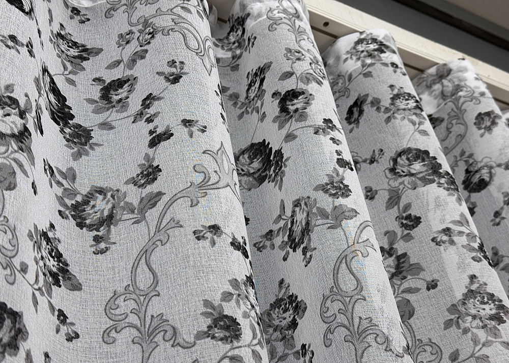 Тюль VR-Textil 909т Flora Батист Білий з чорно-білим 200х270 см (42-1165) Київ - фото 7
