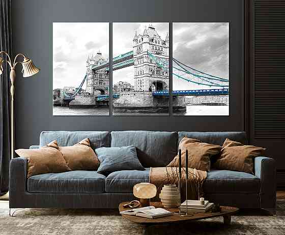 Модульная картина в гостиную / спальню   Сірий Лондон      ART-019_3A 70х130 см Киев
