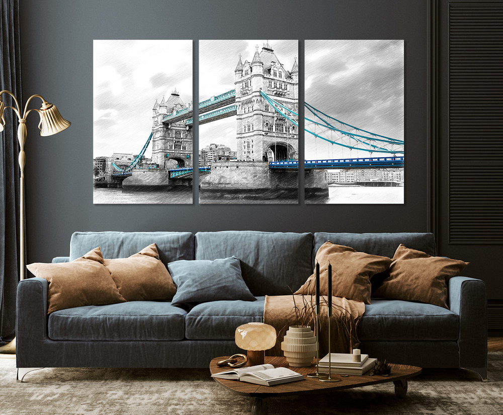 Модульная картина в гостиную / спальню   Сірий Лондон      ART-019_3A 70х130 см Киев - изображение 3