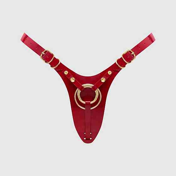Трусики для страпона Strap-On-Me Leatherette Harness Fabulous - One Size - Red Glossy Sex Aura Київ