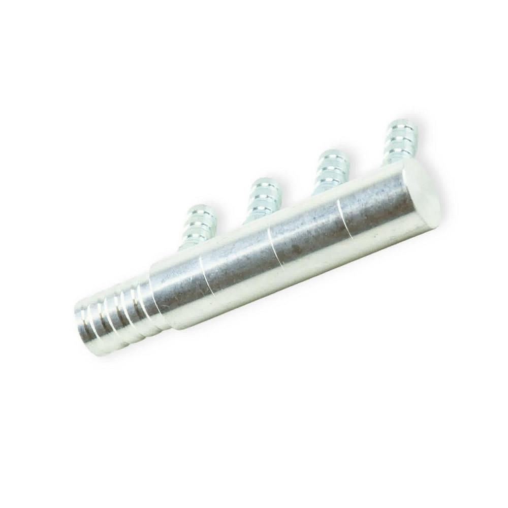 Розподільник форсунок 4 циліндра алюм., глухий кут, вхід d12х2, вихід d6 GOMET для Мукачево - фото 1