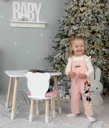 Стіл і стілець "Медведик" для хлопчачої кімнати, білий Київ