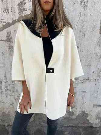 Жіночий базовий теплий кардиган-пончо ангора в'язання Молочний, 56/62 Одеса