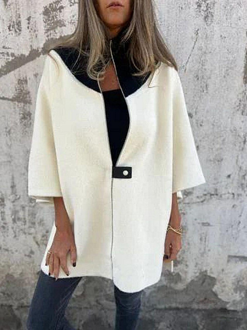 Женский базовый теплый кардиган-пончо ангора вязкая Молочный, 56/62 Одесса - изображение 3