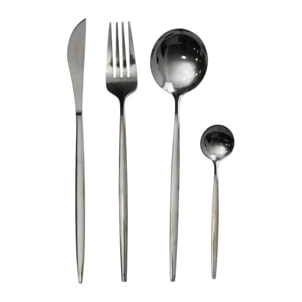Набір столових приборів 24 предмети набір ложок виделок і ножів на 6 персон Чорний HP-20-45 Київ - фото 1