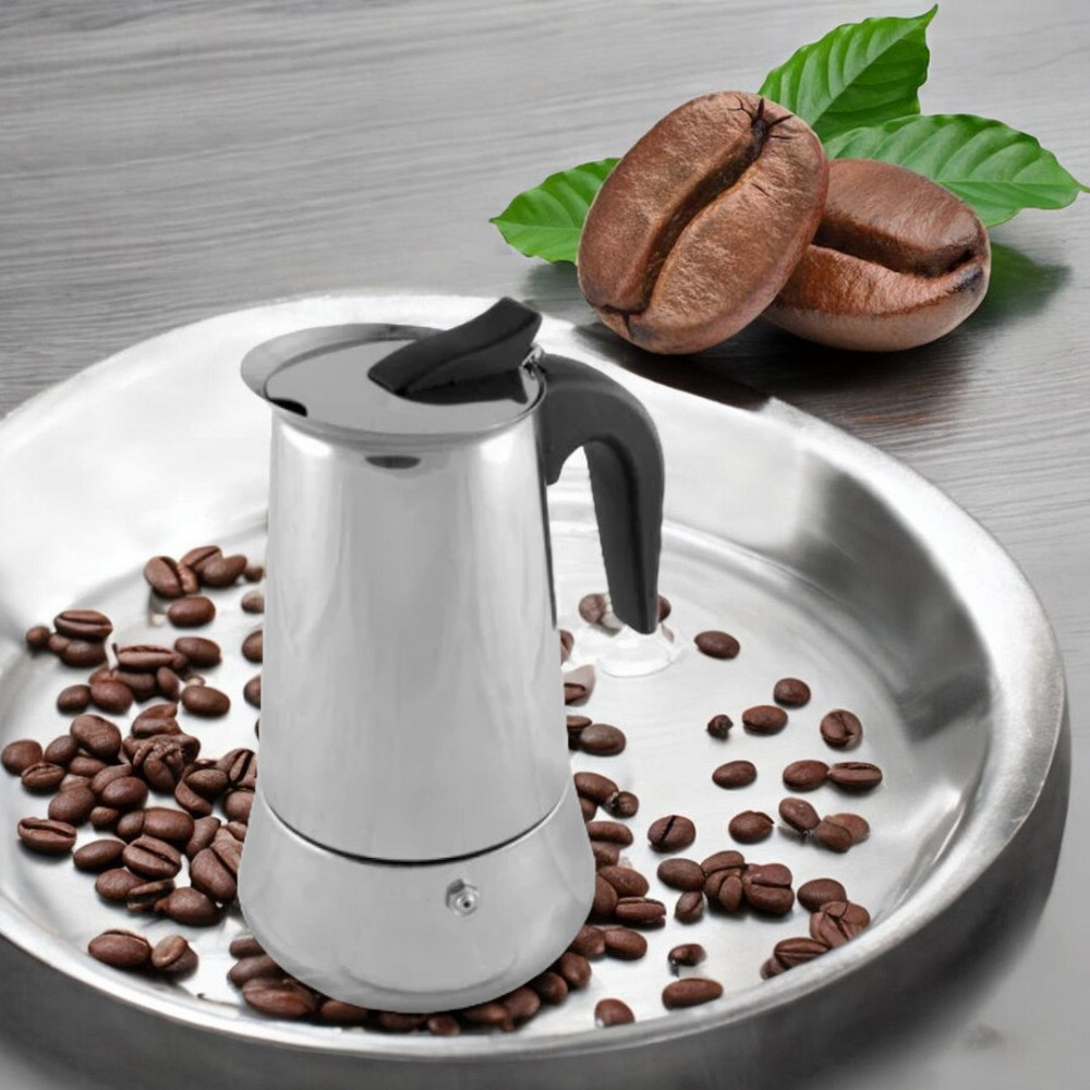 Кофеварка гейзерная для плиты UNIQUE UN-1902, нержавеющая сталь, 270 мл, на 6 чашек Одесса - изображение 3