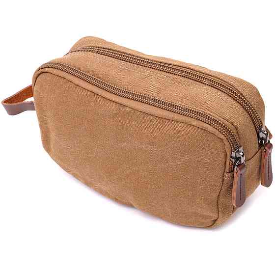 Барсетка для чоловіків на два відділення з якісного текстилю Коричневий (Vintage) Київ