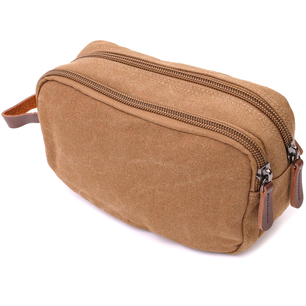 Барсетка для чоловіків на два відділення з якісного текстилю Коричневий (Vintage) Київ - фото 6