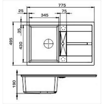 Мийка кухонна GRANADO комплект VALENCIA black shine_чаша ліворуч (ksg0701L) Вінниця