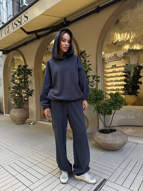 Стильний жіночий теплий костюм двосторонній фліс-полір Графіт Одеса - фото 10