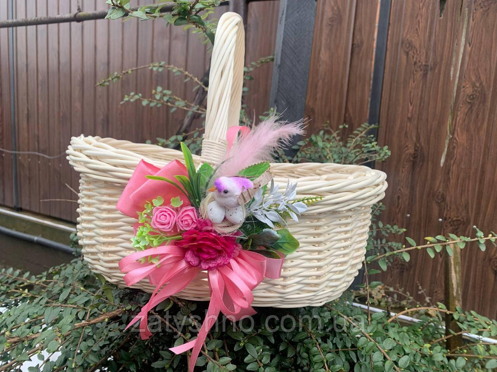 Корзина пасхальная, белая с украшением Киев - изображение 2