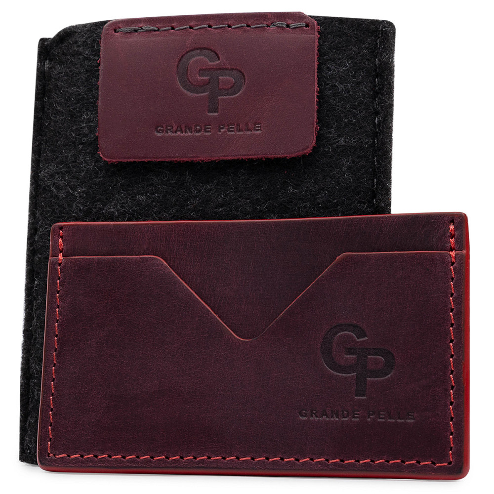 Кожаный женский картхолдер Бордовый (GRANDE PELLE) Киев - изображение 10