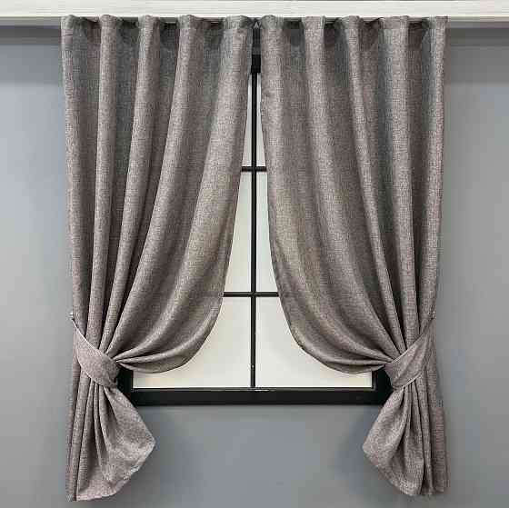 Комплект коротких штор VR-Textil Лен Мешковина № 1769ш Серый 130х170см 2 шт (35-0364) Киев