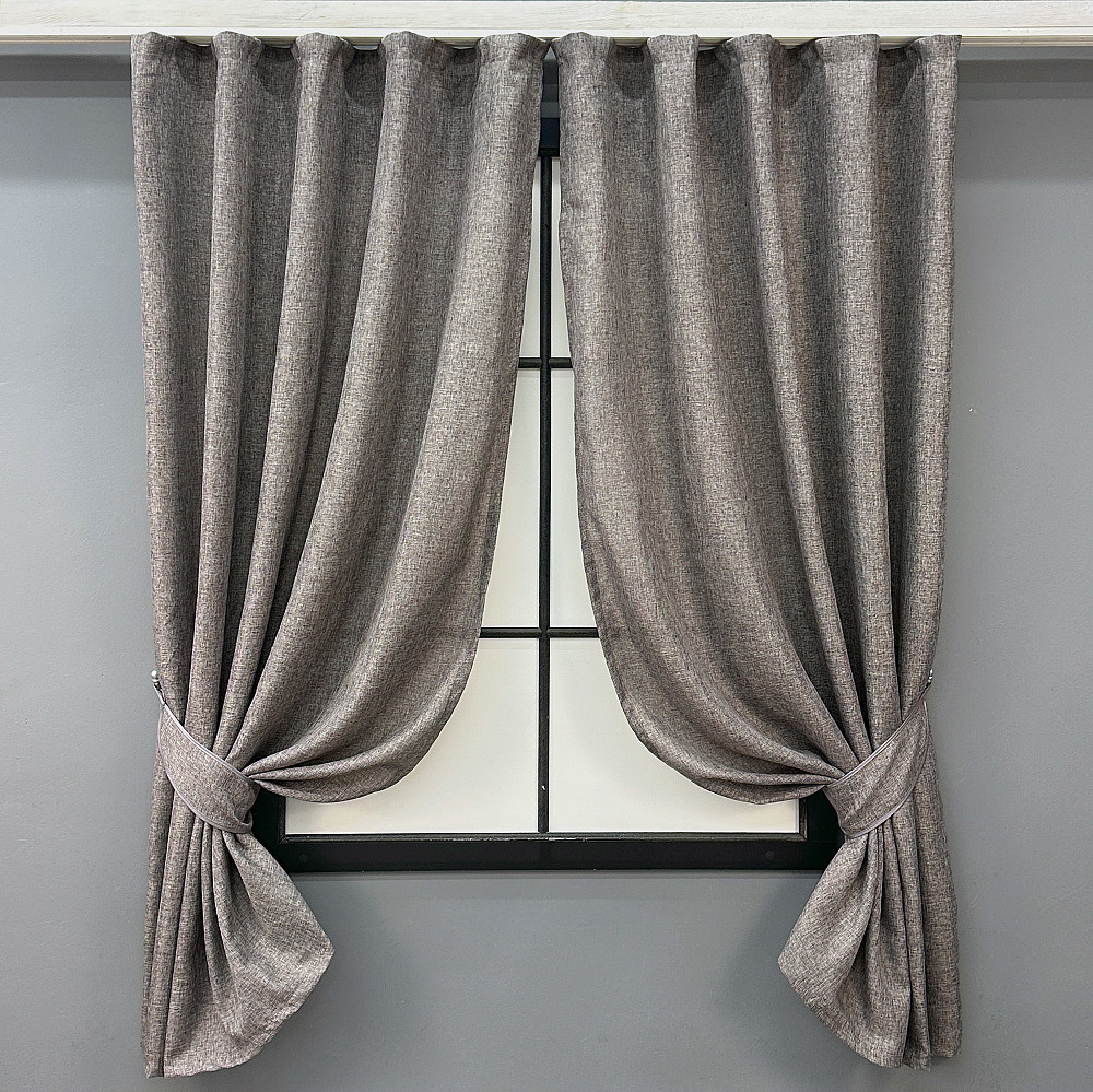 Комплект коротких штор VR-Textil Лен Мешковина № 1769ш Серый 130х170см 2 шт (35-0364) Киев - изображение 1