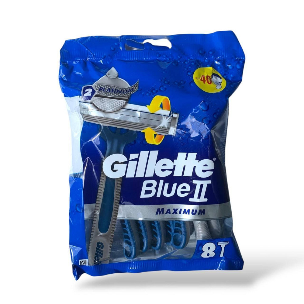 Одноразові бритви Gillette Blue II Maximum 8 шт — чоловічі бритви з подвійними лезами Харків - фото 1