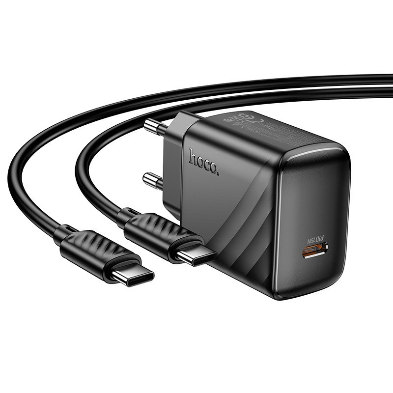 Сетевое зарядное устройство с кабелем HOCO CS24A Puerto single-port PD25W charger set (C to C)(EU) Black Одесса - изображение 5