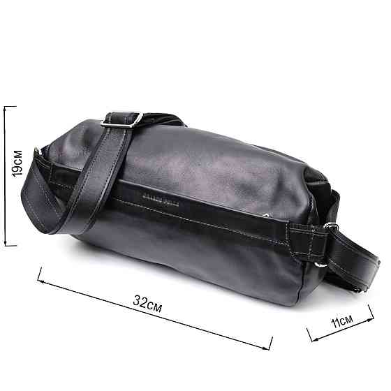 Оригінальна сумка через плече з натуральної шкіри GRANDE PELLE 11649 Чорна Київ