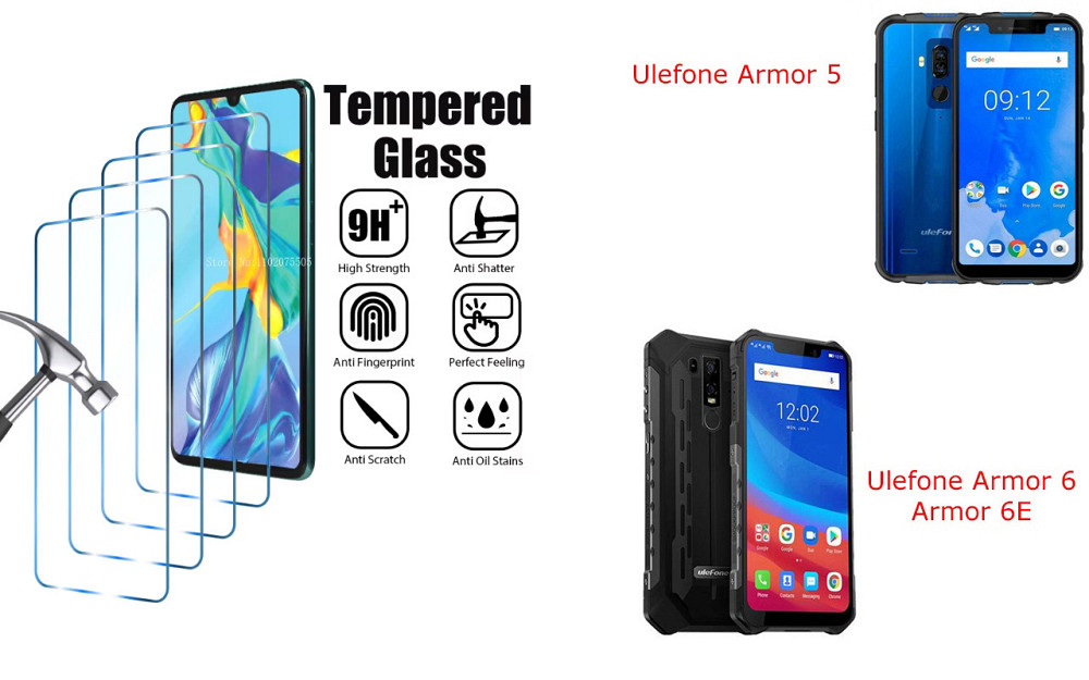 Захисне скло ArmorGlass для Ulefone Armor 5, Armor 6, Armor 6E – стійке до подряпин та ударів Київ - фото 1