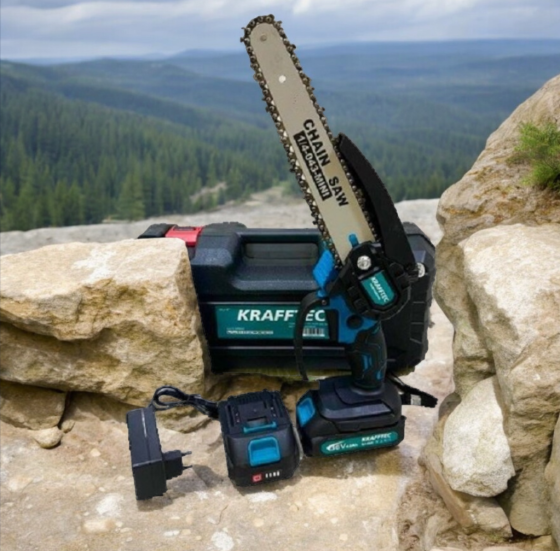 Акумуляторна ланцюгова пилка з індикатором масла Chain Saw 6'' KRAFFTEC 1 акумулятор 36V, крок ланцю Київ