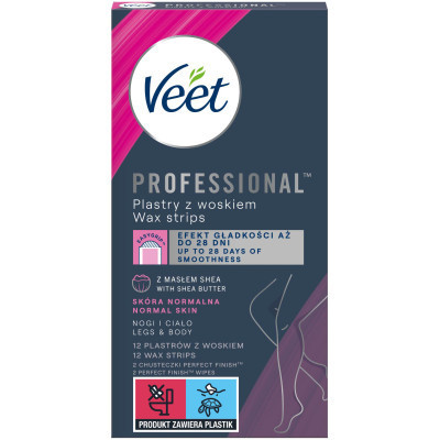 Восковые полоски Veet Professional для нормальной кожи с Маслом ши 12 шт. (4053700292455) Винница - изображение 1