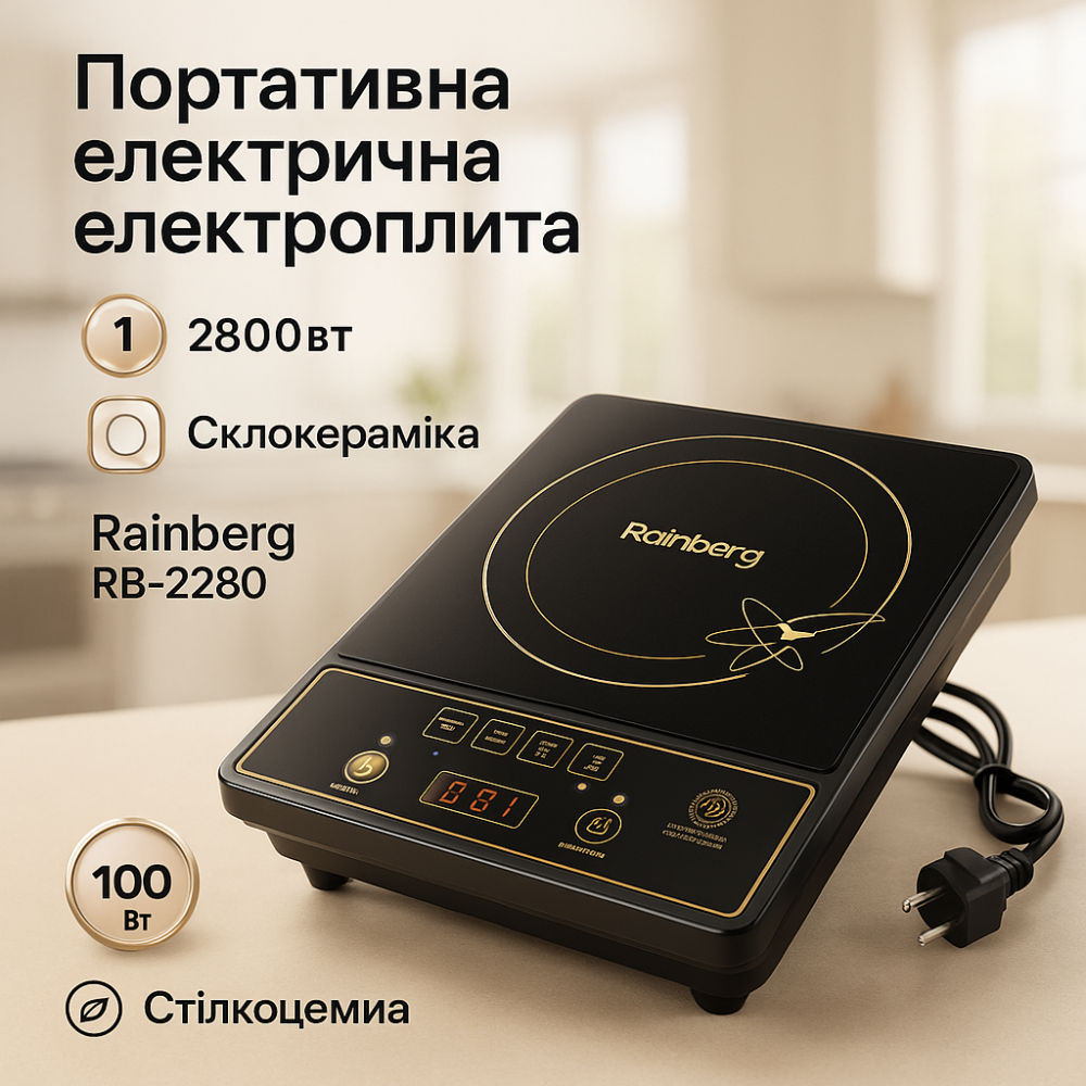 Индукционная плита Rainberg RB-2280 2800Вт настольная CA-28 Львов - изображение 12
