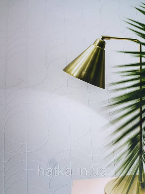 Обои флизелиновые Decoprint Elisir EL21050 геометрические фигуры 3д круги полосы белые серые фон серебряный Киев - изображение 2