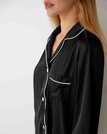 Жіноча нічна сорочка подовжена шовкова Чорний M Харків