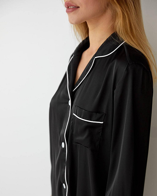 Жіноча нічна сорочка подовжена шовкова Чорний M Харків - фото 5