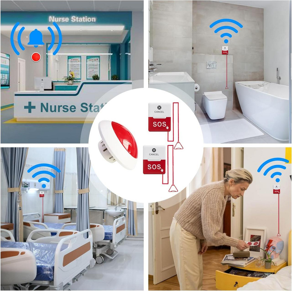 Система вызова K-4L+K-HC-P беспроводная белая 1 пейджер + 2 водонепроницаемые кнопки для ванной/больницы 150 Киев - изображение 5