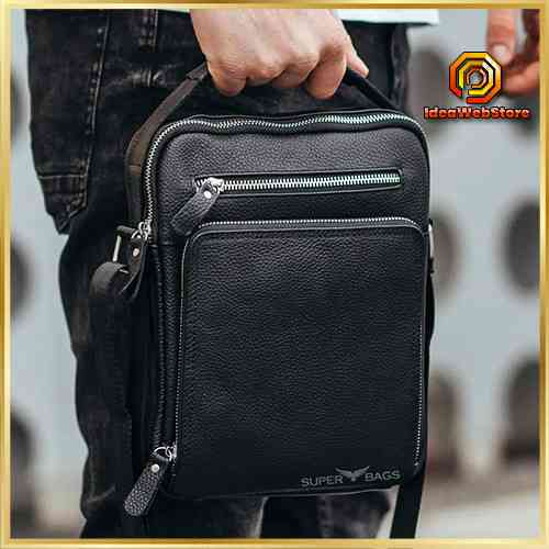 Сумка месенджер чоловіча шкіряна через плече чорна Tiding Bag M32432 Київ