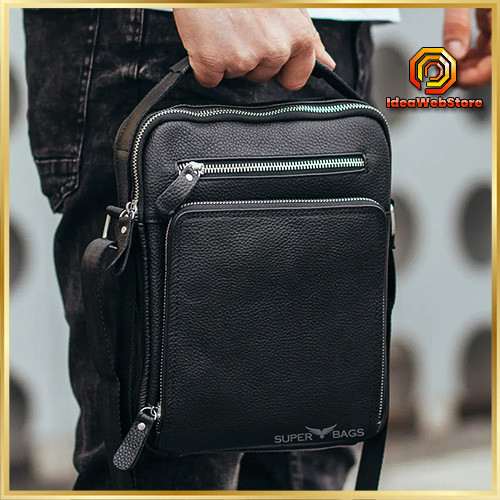 Сумка месенджер чоловіча шкіряна через плече чорна Tiding Bag M32432 Київ - фото 1