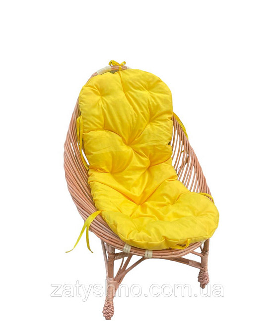 Кресло плетеное из лозы с желтой подушкой Киев - изображение 1