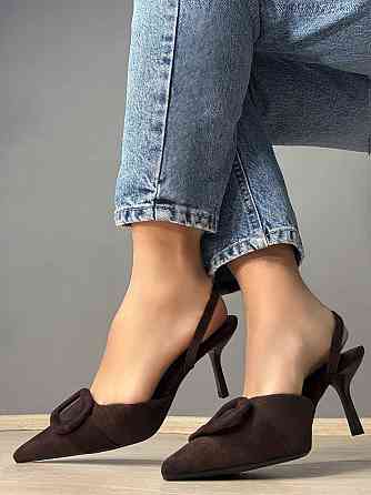 Туфли женские Meideli 566-23 slingback лодочки с пряжкой экозамша коричневые, 40, 25,7 см Киев