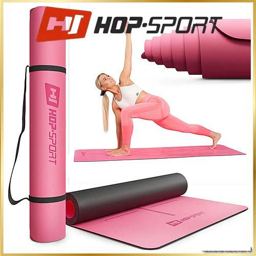 Коврик для фитнеса Hop-Sport PU нескользящий для йоги пилатеса растяжки дома и спортзала розовый  йога мат Киев - изображение 1