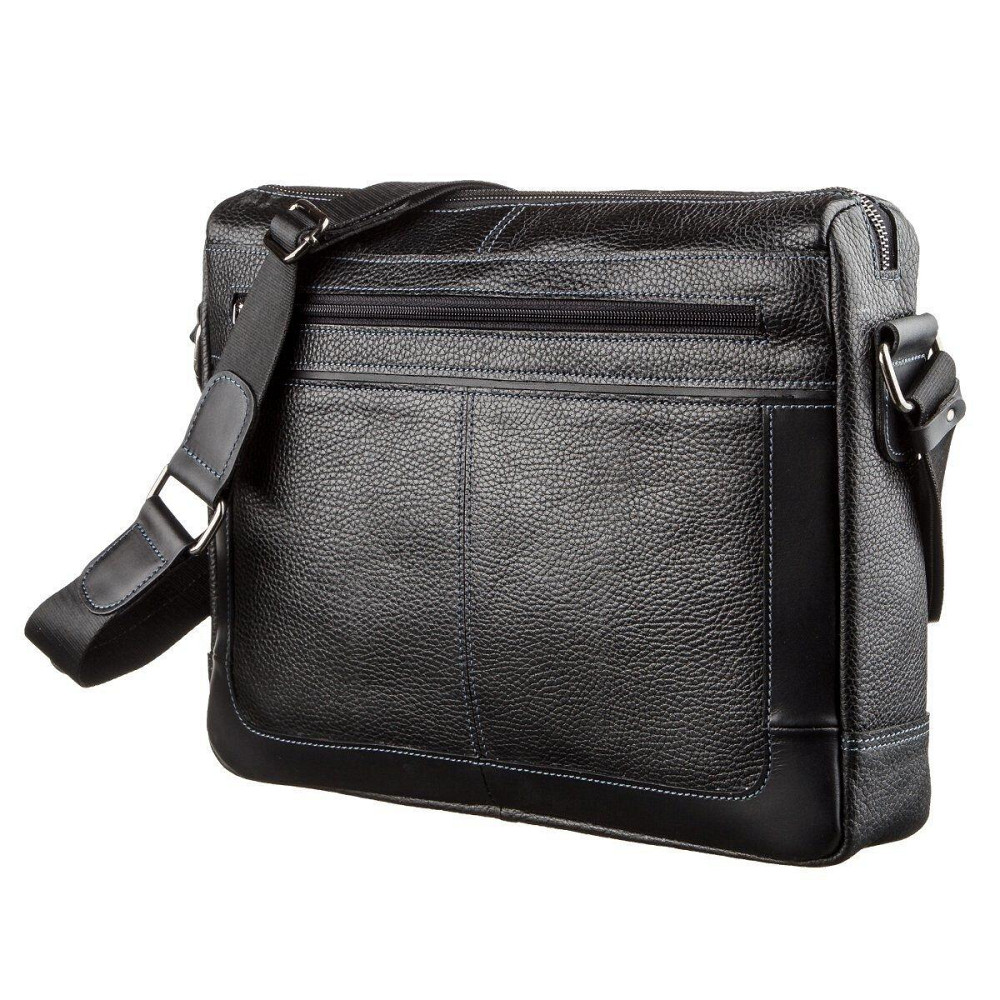 Деловая мужская сумка из кожи флотар на плечо SHVIGEL 11244 Черная Киев - изображение 2