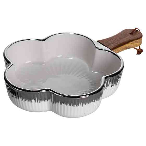 Глибока фарфоровая тарілка з ручкою "Цветок" 27×20 см Київ