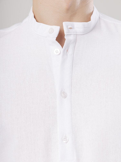 Льняная рубашка с длинным рукавом casual Pobedov Exlnt. Белая рубашка мужская Киев - изображение 2