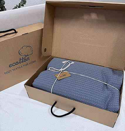 Ecotton Покривало Ecotton Pique 200х230 см натуральне сіре Grey в крафтовій подарунковій коробц Коломия