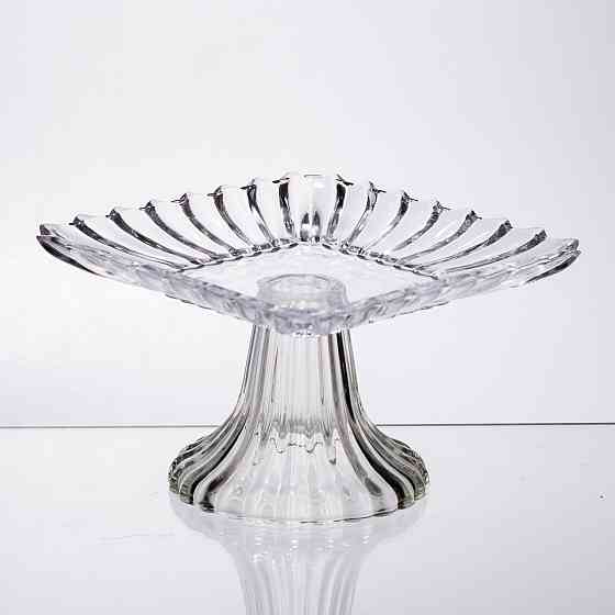 Yiwu Тортівниця скляна квадратна на ніжці, прозора підставка для торта, десертів, сервірування Коломыя