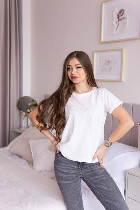 Базова футболка жіноча котон Молочний S Харків - фото 6