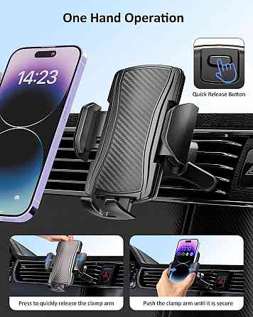 Тримач телефону Hoppac Car Mobile Phone Holder чорний сталевий гачок 360° обертання одно-кнопковий для смартфонів 4–7" Київ