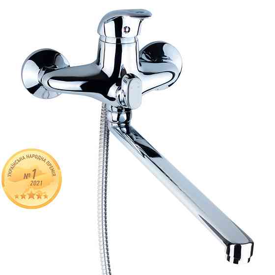 Змішувач NK Ø40 для ванни гусак прямий 350 мм дивертор вбудований картриджний AQUATICA NK-2C232C (9749220) Київ