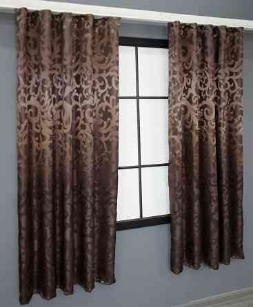 Комплект коротких штор VR-Textil Жакард Вензель №092ш Коричневий 130х170 см 2 шт (35-0018) Київ